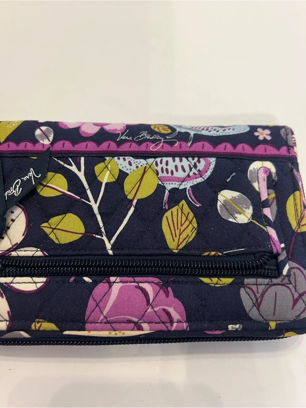 Vera Bradley Quilted Floral Turnlock Wallet in Navy, Purple & Green Retired - Picture 4 of 10